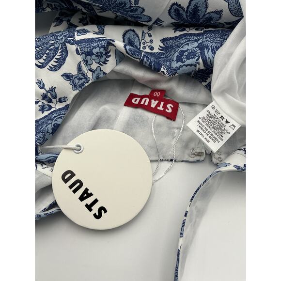Staud Mini 'Wells' Blue Cotton Dress Size 00 - Picture 2 of 4
